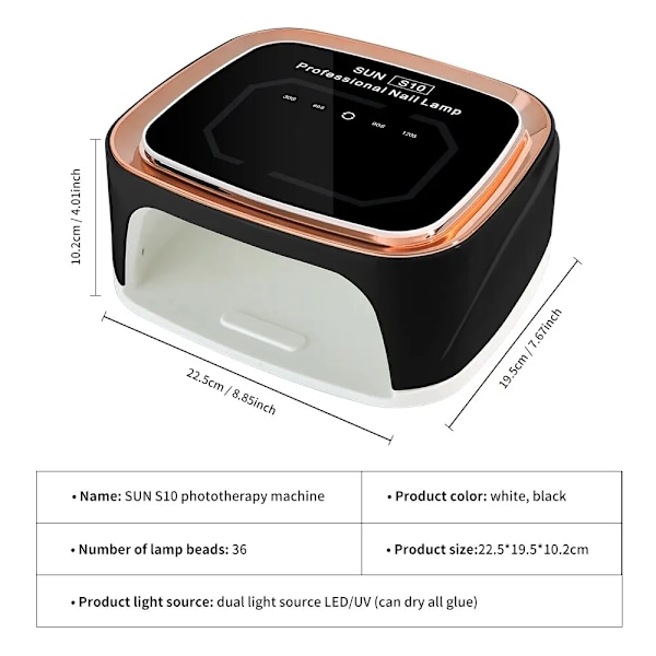 Profesjonell Oppladbar Spiker UV LED Lampe Tørketrommel HD Display