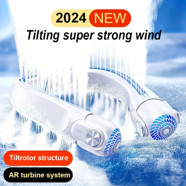 Bærbar hals blæser bærbar klimaanlæg genopladelig bladeløs ventilator med 45° Justerbar vind retninger