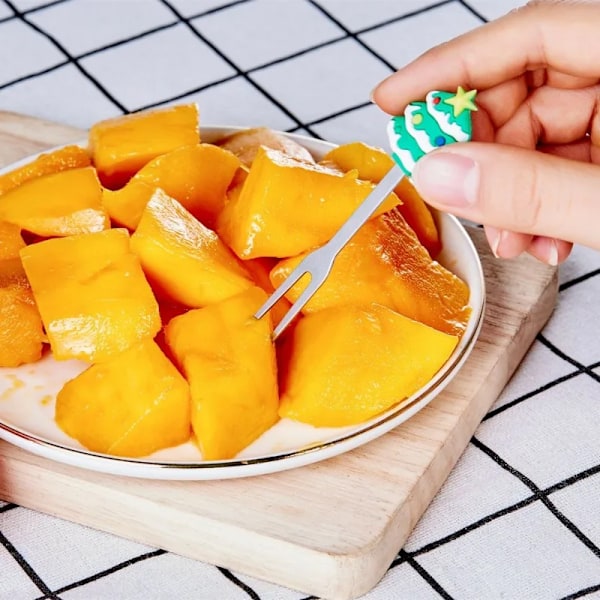 Jule træ rustfrit stål frugt gaffel sæt mini sød salat bestik køkken gadgets