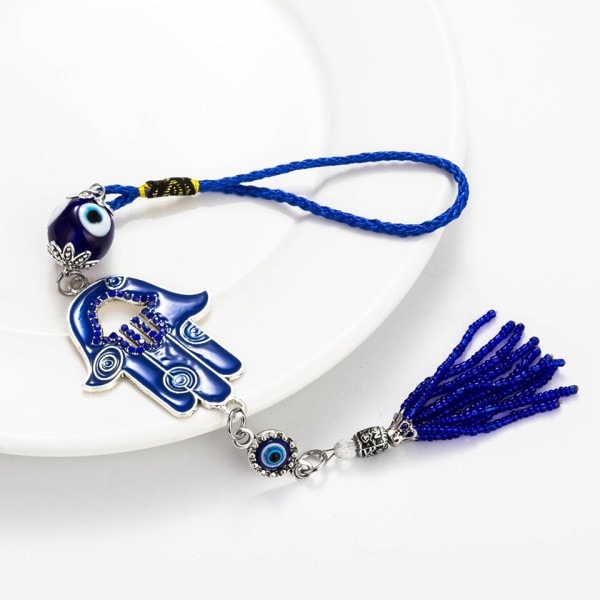 Lucky Eye Glas Bead Nøglering Kvast Vedhæng Nøgleringe Væg Ophæng