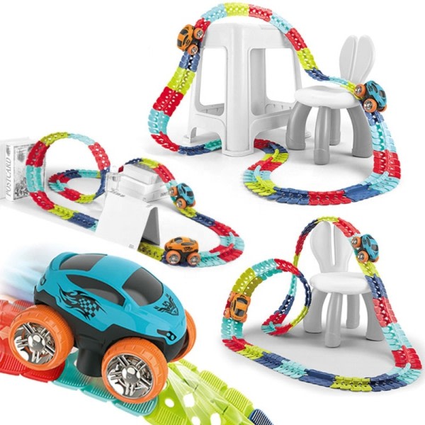 Gör-det-själv sammansatt race spår leksak bil set elektrisk räls bil tåg spår magi flexibel hastighet bil bana race pojke leksaker