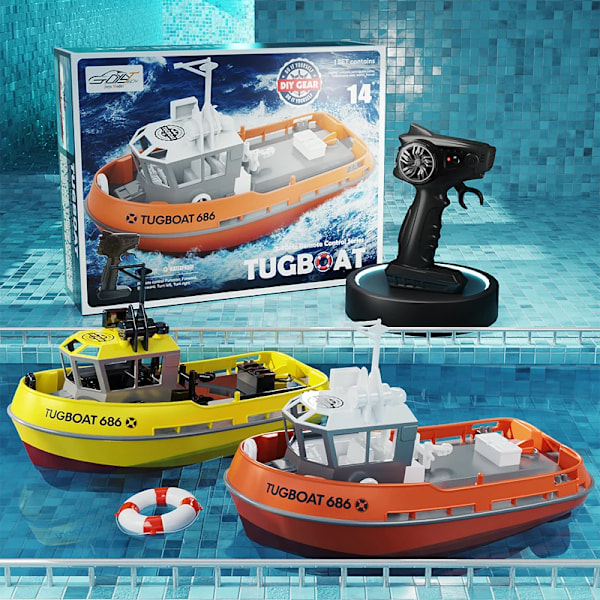 RC Vene 1/72 Tehokas Kaksois Moottori Langaton Radio Ohjaus 2.4G Sähkö Kaukosäädin Hinaus Malli lelut
