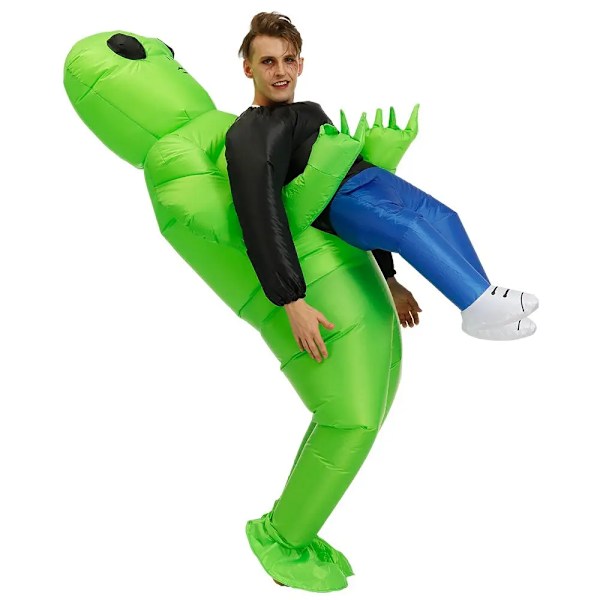 Uppblåsbar Dräkt Skrämmande Grön Alien Cosplay Dräkt