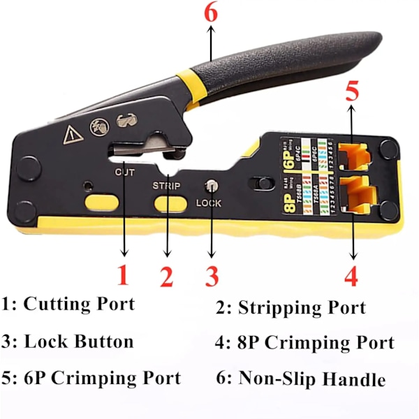 Pass Through Crimping Verktyg med 8P/6P Pass Through Ethernet Crimper