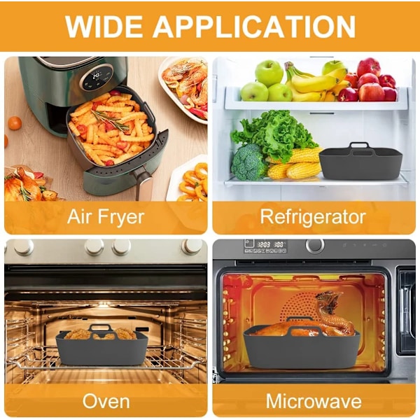 Air Fryer Silicon Gryte Tykk Gjenbrukbar Silicon Firkant Air Fryer Fôringer Erstatning av Pergament Fôr Papir Air Fryer Kurv