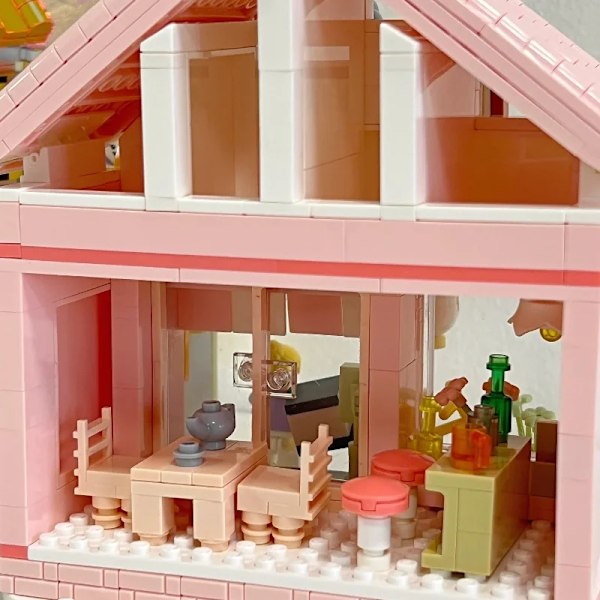 Kreativ Blomster Hus Bygning Klosser Leker Jernbane Kirsebær Blomster Modell Klosser Mini Klosser Leker