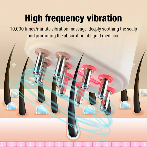 Hoved Hovedbund Massager 625nm LED Lys Vibration Massage Kam Væske Olie Applikator Hår Kam