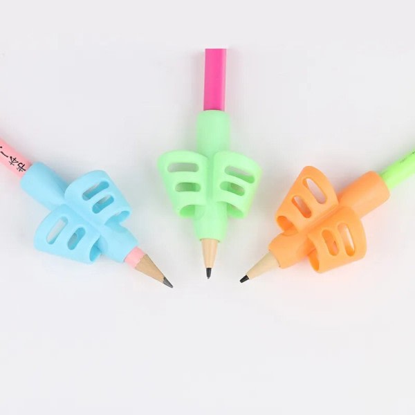 3 stykker myk silika blyant grep tofinger gel penn grep barn skriving trening korrigering verktøy penner holder for barn
