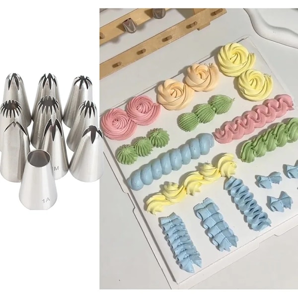10 stykker Rør Dyser Sæt Rustfrit Stål Icing Dyser
