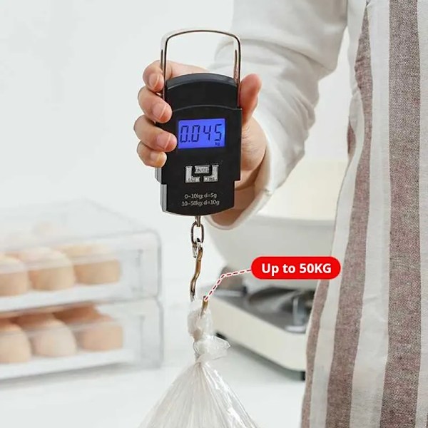 Sort 50 kg Bærbar Elektronisk Bærbar Bagage Vægt LCD Digital Skærm Skærm Express Delivery Scale Hoo