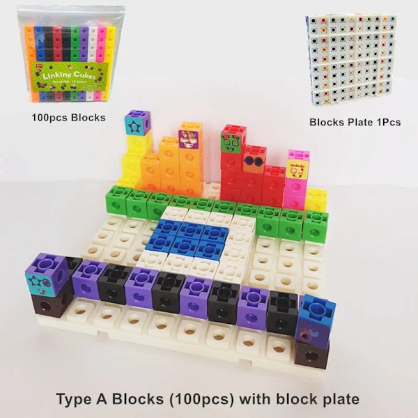 Linking Math Cubes Sæt 100 Tælle antal blokke STEM Tælle legetøj