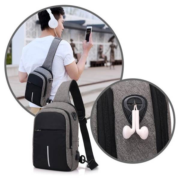 usb charge skulder veske menger bud vesker hann vanntett slynge bryst bag gutt reise bagpack