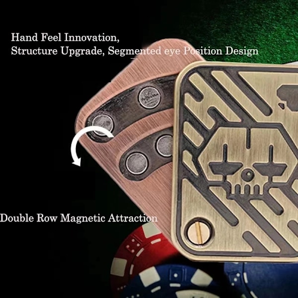 Metall Skull Push Slider Stress Lättnad Leksak Anti Stress EDC Topp Spinning Poker Leksaker Bärbar Dekomprimera Magnetisk Leksaker Vuxna Gåvor