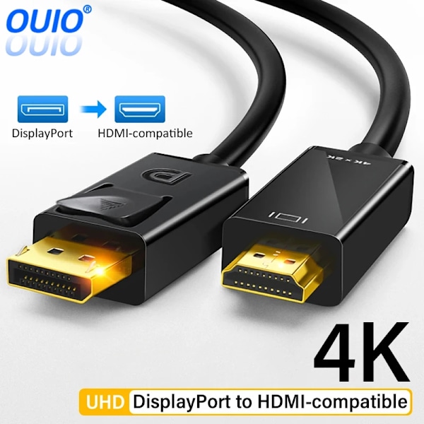 4K 2K DisplayPort til HDMI-kompatibel Video Audio Konverter Adapter