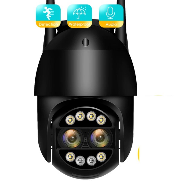 8x Zoom Dubbellins Mänsklig Detektera CCTV Kamera 4MP Smart Hem Utomhus Wifi Övervakning Kamera