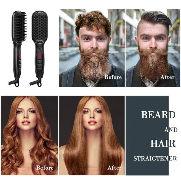 Hår Rightener Hot Comb Pro LCD Heating Elektrisk Ionisk Righten Hår Styles Anti Static Ceramic Rightening Beard Comb