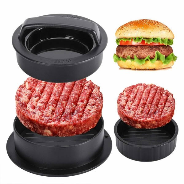 3 i 1 Non-stick Kød Oksekød Veggie Hamburger Patty Mug Væsentligt Værktøj til lave Patty