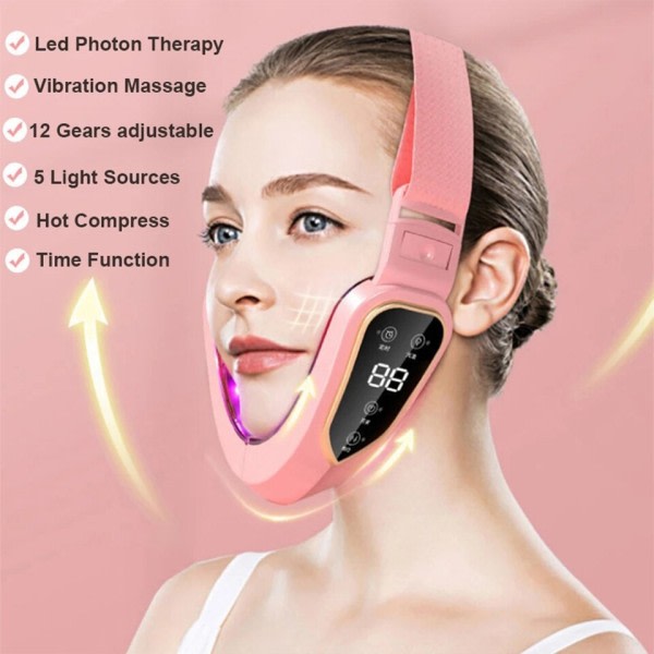 Ansiktsbehandling lyft enhet LED foton terapi ansiktsbehandling bantning vibration massage dubbel haka