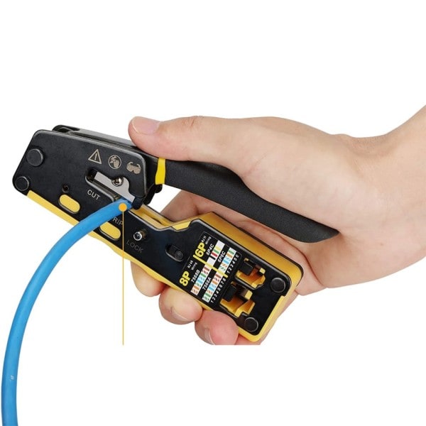Crimp Tool Pass Through Crimper Cutter for Cat6 Cat5 Cat5e 8P8C Modular Connector Ethernet All-in-one Wire Tool