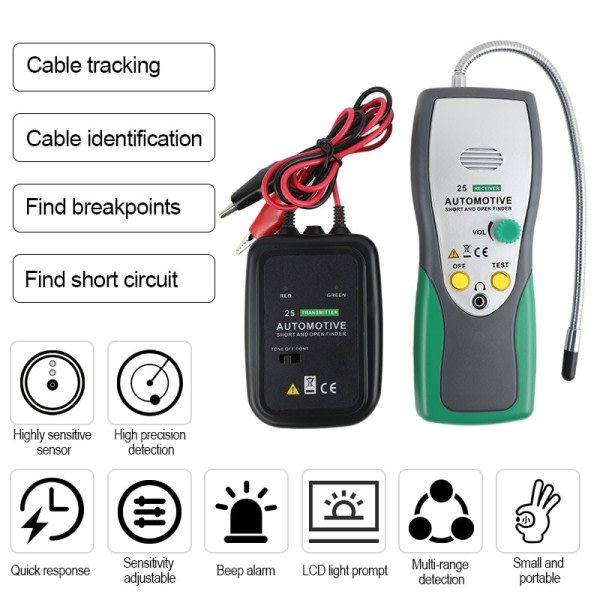 Fordon Short Open Circuit Finder Tester Bil Lastbilar Kabel Wire Spårare