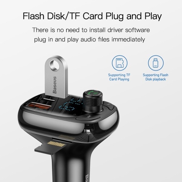FM sender bil hurtig oplader til telefon bluetooth 5.0 bil kit lyd mp3 afspiller