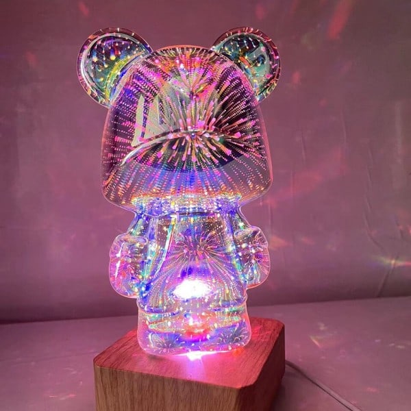 3D Lasi Ilotulitus Pikku Karhu Verkko Punainen Yö Valo Pikku Karhu Koti Makuuhuone Olo Huone Sisustus