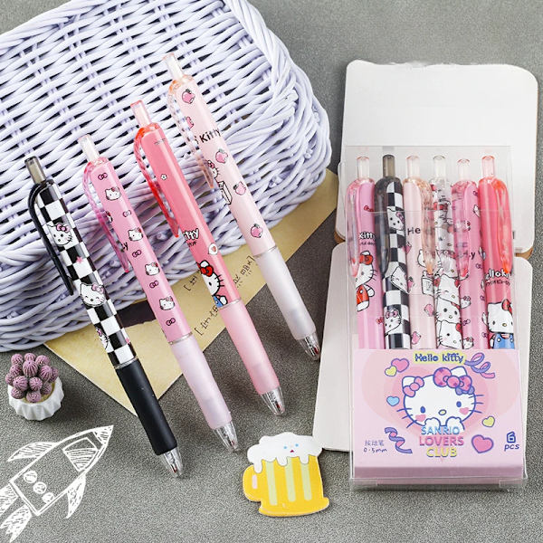 6 kpl sarjakuva geeli kynä Kawaii hello kitty kuromi cinnamoroll paperitarvikkeet