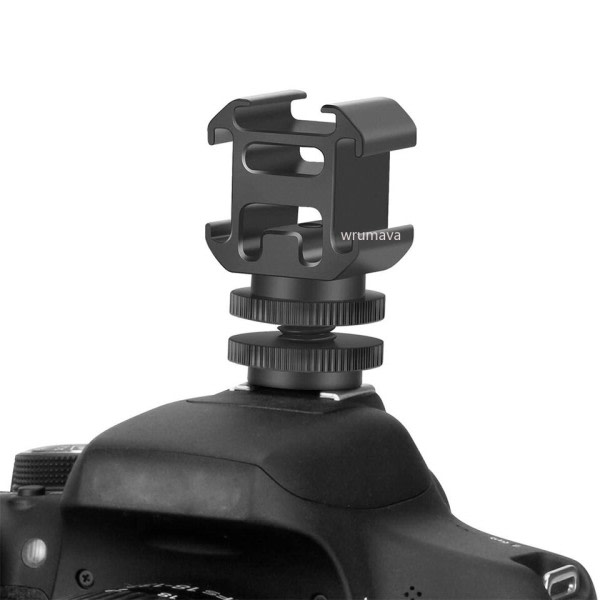 Aluminium Kamera Varmt Sko Mount Adapter Video Triple Cold Shoe Bracket Light