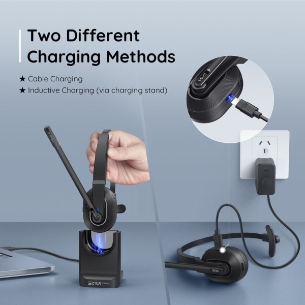 H5 Bluetooth 5.0 kuulokkeet, PC langattomat kuulokkeet, 2 mikrofonit ENC nappikuulokkeet, latauksella jalusta USB sovitin