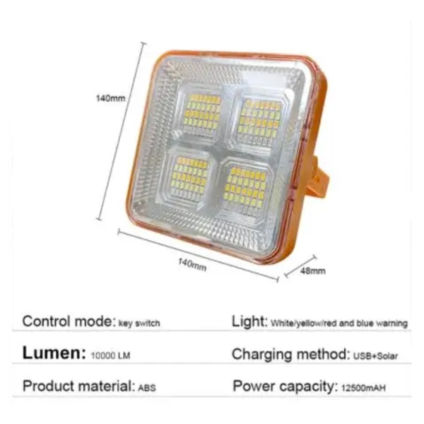 10000 mah Bärbar sol lykta LED Tält Ljus Laddbar Lantern Nödläge Natt Marknad Ljus