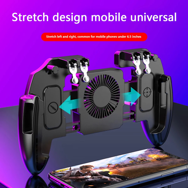 Hög kvalitet Mobil Joystick Controller L1R1 Trigger Gamepad Sex 6 Finger Elements Mobil Gamepad Kylning Fläkt