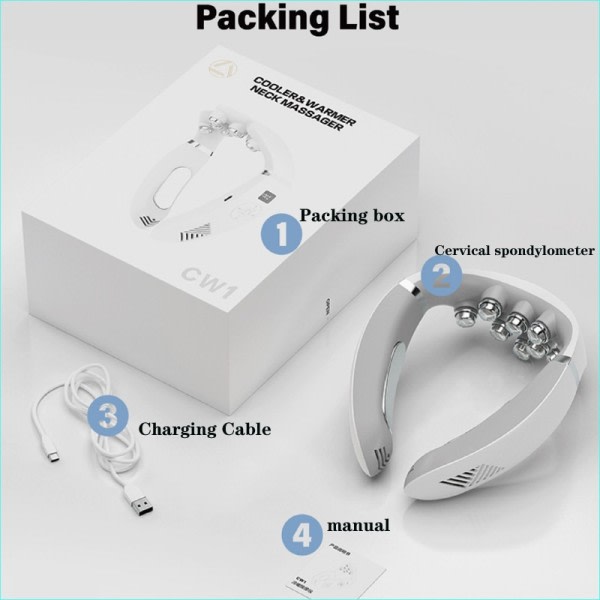 Multifunksjonell Neck Massager Med Smart Oppladbar Oppvarming Ice Roller