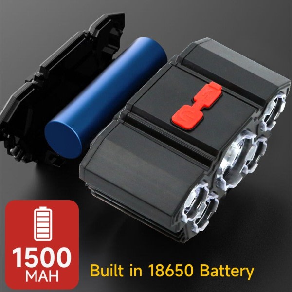Usb Oppladbart Innebygget Batteri 5 Led Strong Hovedlykt Super Lysst Hodemontert Lommelykt