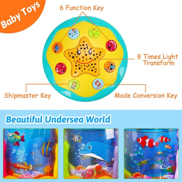 Baby Legetøj 1-3 År Babyer Ocean Light Rotary Projector Musical Legetøj