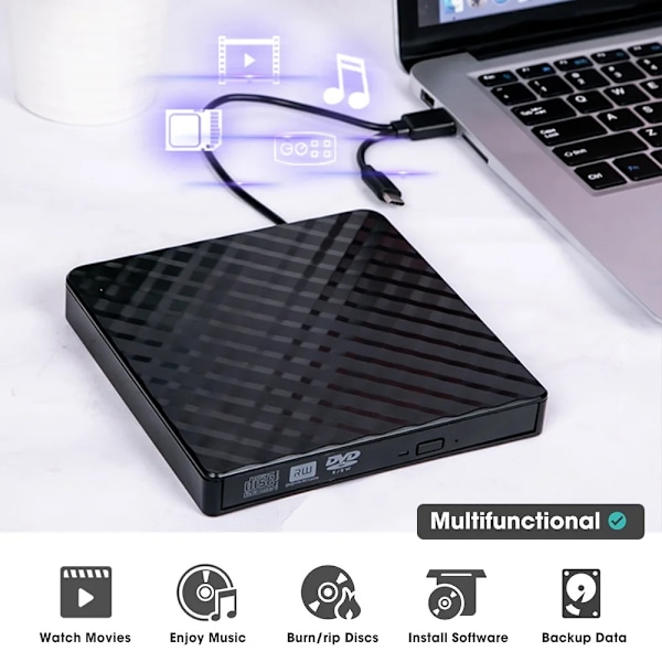Korkea laatu 2in1 USB3.0 TypeC Slim Ulkoinen DVD RW CD kirjoitin asema poltin lukija soitin optiset asemat kannettavalle PC DVD poltin DVD Portatil