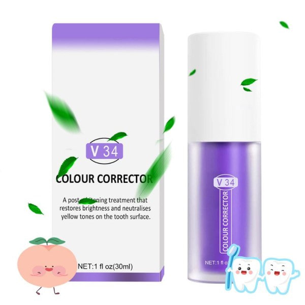30ml V34 Lilla Whiteing Tannkrem Fjern Flekker Reduser Gulning Pleie For Tennene Tandkjøttet Frisk Pusten Lysere Tenner