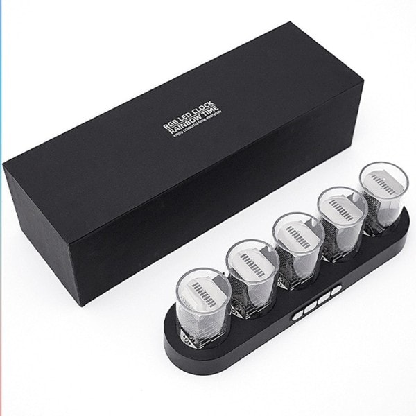 Digitaalinen Nixie Tube kello RGB LED Glows kotiin työpöytä koristeluun. Luksus laatikko