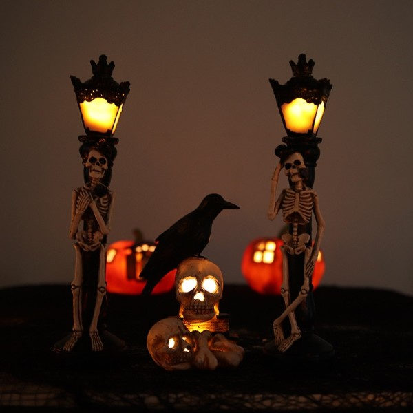 Halloween Skalle Skeleton Lampa Skräck 3D Staty Ny Bord Ljus Kreativt Party Prydnad