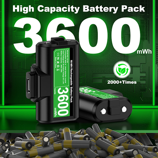 B100 2*3600mWh uppladdningsbart batteri paket