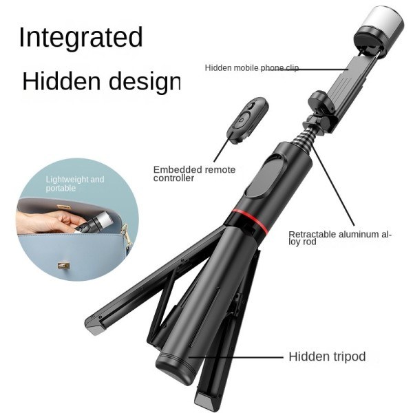 Selfie Stick Teleskop Stång Telefon Stativ Mobil Ställ Bluetooth Stativ Stativ med Fjärrkontroll Ring Light