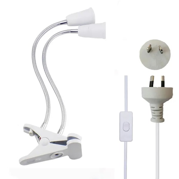 360 grader Fleksibel Skrivebord Lampe Holder E27 Base Lys Socket Svanehals Clip-On Kabel Med On Off Switch