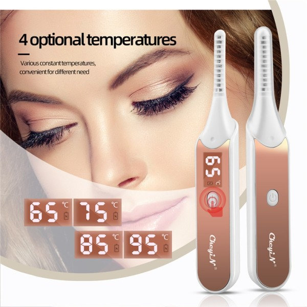 Elektrisk uppvärmd ögonfrans lockare LCD display ögonfrans böjare makeup lång varaktig ögonfrans naturlig curling
