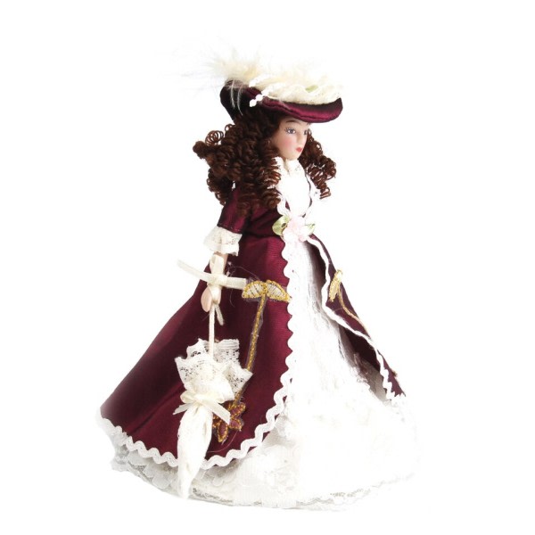 1/12 Dukkehus miniatyr porselen dukker klassisk dame dukke med hatt df58 |  Fyndiq