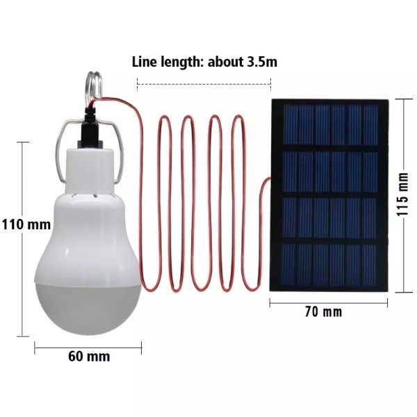 Sol lys pære udendørs vandtæt med krog sol lampe