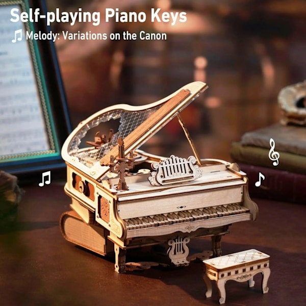 Magiskt Piano Mekaniskt Självspelande Musik Låda för Barn och Vuxna Byggnadsblock Kits Leksaker 3D Trä pussel