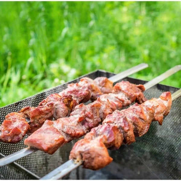 Kebab Maker Enkelt Række Grill Kød Spyd Grill Genanvendeligt Bekvemt Camping Picnic BBQ Tilbehør