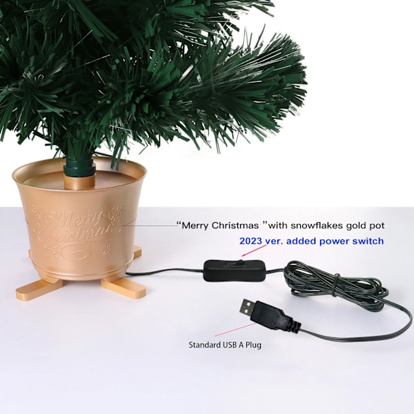 24 Grøn Forbelyst Mini  Fiber Optik Bordplade Kunstig Juletræ med LED lys