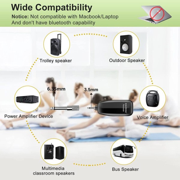 Trådlöst Mikrofon Headset,Trådlöst Mik för Fitness, LED Display165FT Rang, för förstärkare högtalare