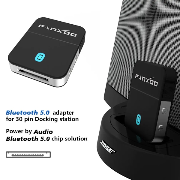 30 Pin Bluetooth Adapter 5.0 Audio Mini Bluetooth Mottaker