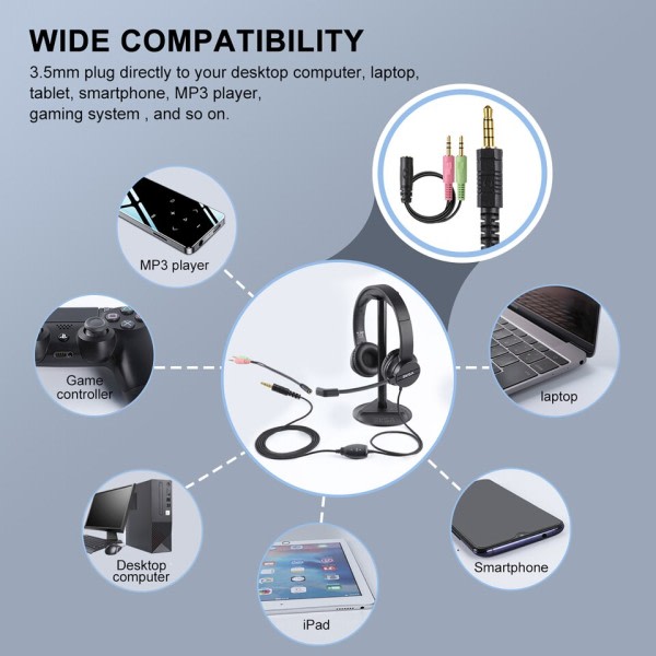 Trådbundna Hörlurar med Mikrofon för PC/PS4/Xbox Gaming Headset